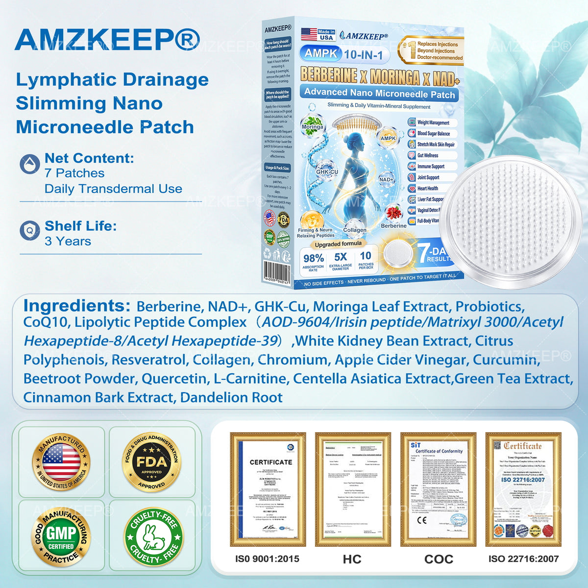 𝐀𝗠𝒁𝑲𝗘𝑬𝙋® 𝐀𝗠𝗣𝑲*𝐌𝗼𝗿𝗶𝗻𝗴𝗮*𝐁𝗲𝗿𝗯𝗲𝗿𝗶𝗻𝗲 𝟏𝟎-𝗶𝗻-𝟏 𝐌𝗲𝘁𝗮𝗯𝗼𝗹𝗶𝗰 𝐒𝘂𝗽𝗽𝗼𝗿𝘁 𝐍𝗮𝗻𝗼 𝐌𝗶𝗰𝗿𝗼𝗻𝗲𝗲𝗱𝗹𝗲 𝐏𝗮𝘁𝗰𝗵 🇺🇸 (𝗢𝗻𝗹𝘆 𝗢𝗻𝗰𝗲 𝗗𝗮𝗶𝗹𝘆, 𝗩𝗶𝘀𝗶𝗯𝗹𝗲 𝗥𝗲𝘀𝘂𝗹𝘁𝘀 𝗶𝗻 𝟳 𝗗𝗮𝘆𝘀) ✅𝗙𝗼𝗿 𝗢𝘃𝗲𝗿𝘄𝗲𝗶𝗴𝗵𝘁, 𝗟𝗼𝗼𝘀𝗲 𝗦𝗸𝗶𝗻, 𝗗𝗶𝗮𝗯𝗲𝘁𝗲𝘀, 𝗦𝗹𝗲𝗲𝗽 𝗔𝗽𝗻𝗲𝗮, 𝗝𝗼𝗶𝗻𝘁 𝗣𝗿𝗼𝗯𝗹𝗲𝗺𝘀 𝗮𝗻𝗱 𝗠𝗼𝗿𝗲